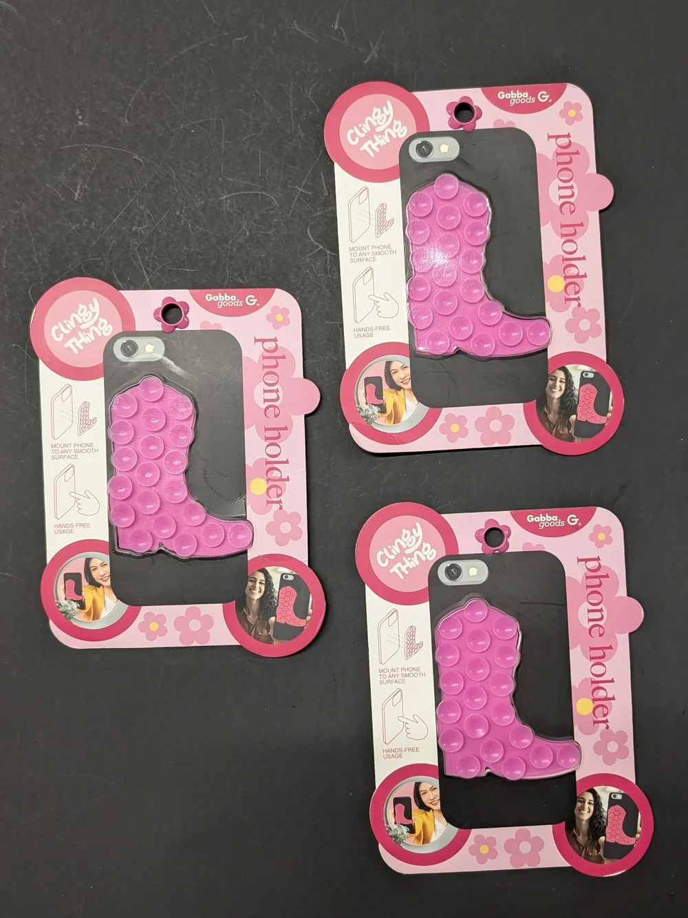 Y2K Pink Cowboy Boot Clingy Thing Suction Phone Mount Holder Gabba Goods NIP ×3!